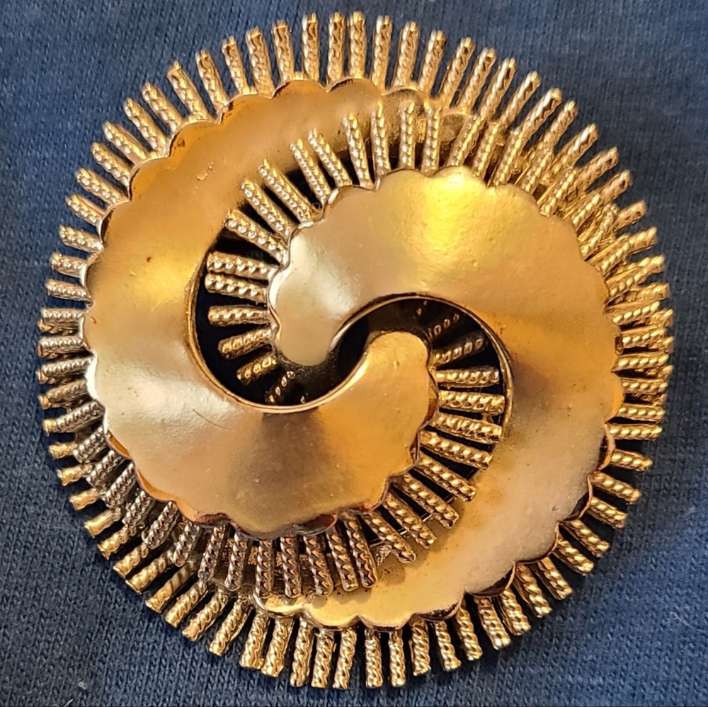 VINTAGE Silvertone Signed CORO Brooch Pin Mid-Century Atomic Era
